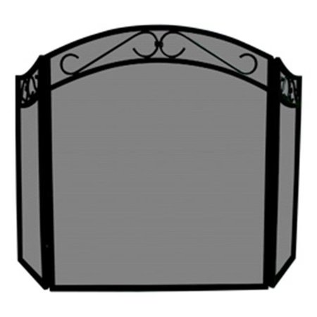 UNIFLAME Uniflame S-1088 3 FOLD BLACK WROUGHT IRON ARCH TOP SCREEN WITH SCROLLS S-1088